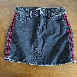 PacSun Black Denim Mini Skirt with Red Stripes